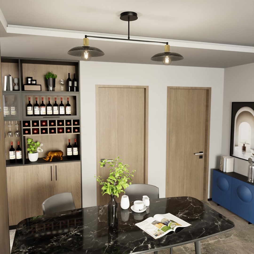 Spirit 100cm Sort plafond Fra Emibig Lighting - Perfekt til dem, der &oslash;nsker at tilf&oslash;je en industriel &aelig;stetik til deres interi&oslash;rdesign og samtidig skabe en moderne f&oslash;lelse i hvert v&aelig;relse.