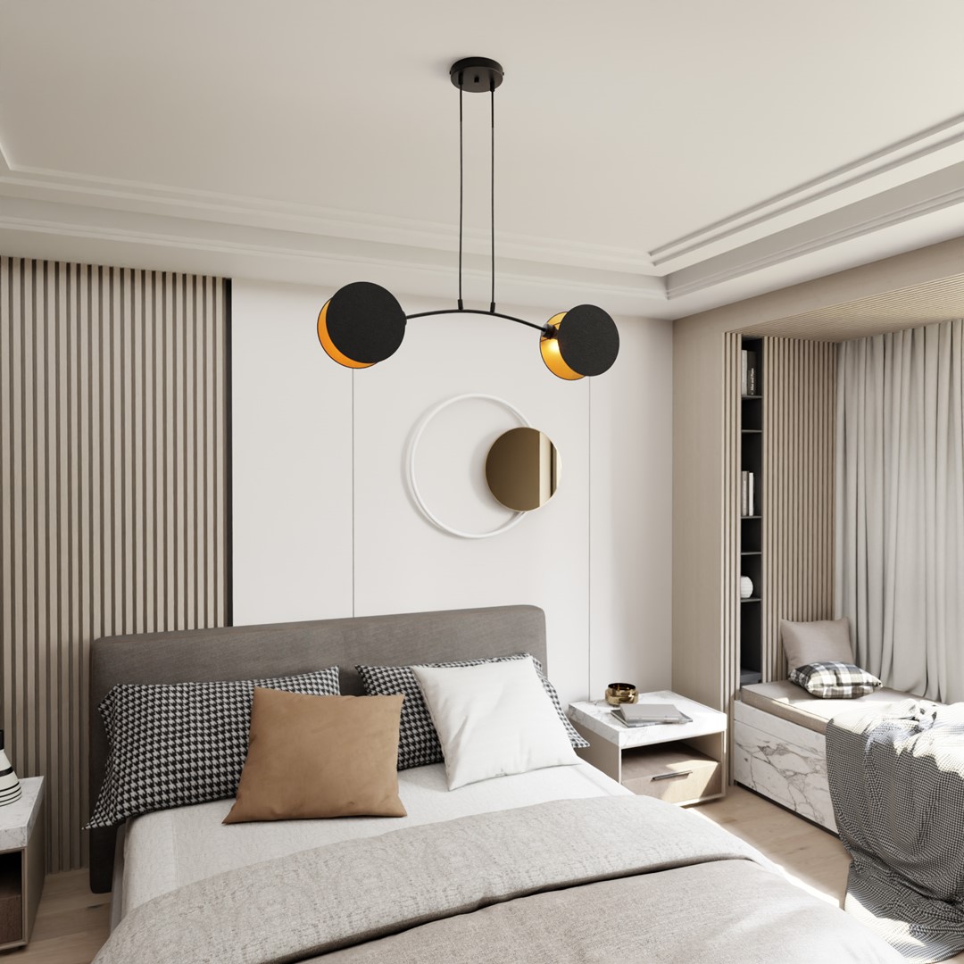 Motif 82cm Sort loftslampe Fra Emibig Lighting - Ved at kombinere moderne form med funktion fungerer lamperne ikke kun som belysning &ndash; men ogs&aring; som et udtryksfuldt designelement.