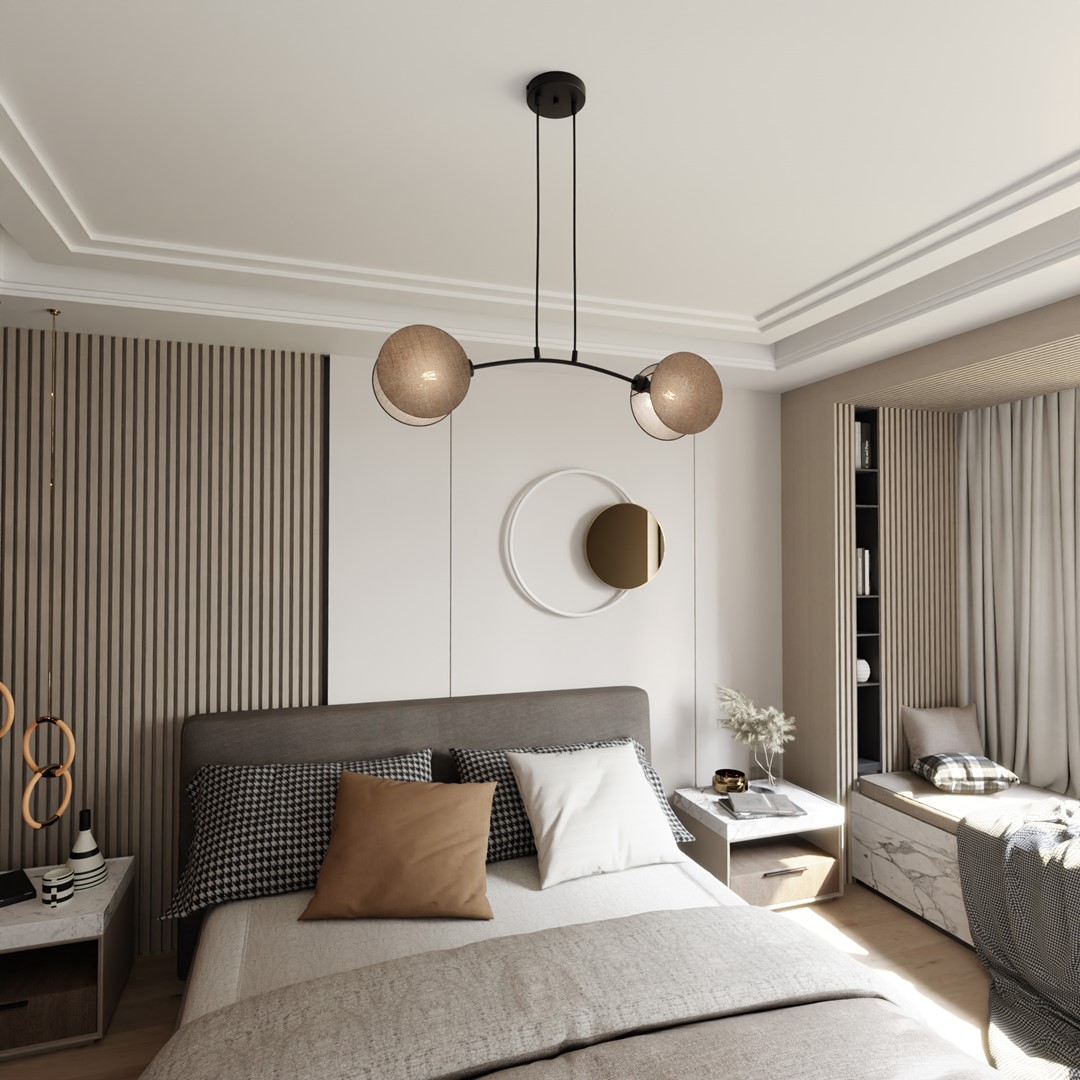 Motif 82cm Natur loftslampe Fra Emibig Lighting - Ved at kombinere moderne form med funktion fungerer lamperne ikke kun som belysning &ndash; men ogs&aring; som et udtryksfuldt designelement.