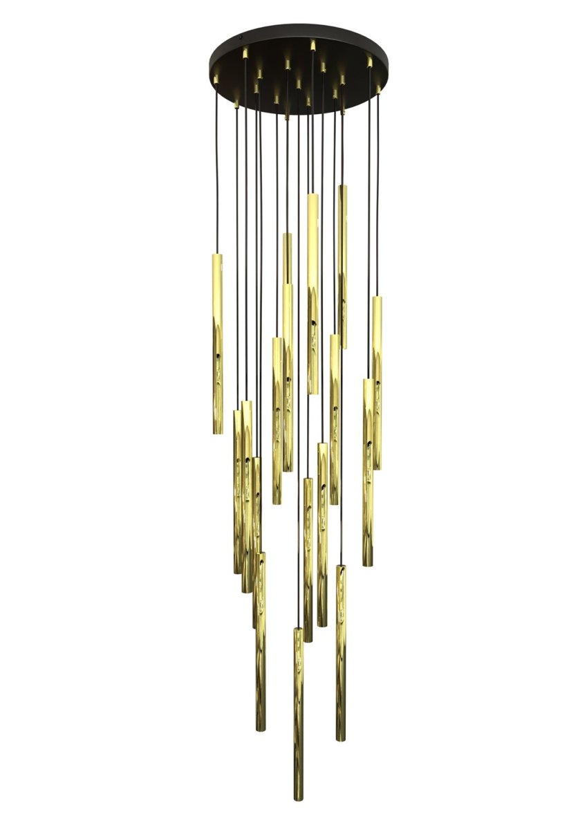 Selter Ø45 Guld loftslampe Fra Emibig Lighting - De guldfarvede r&oslash;r, der udg&oslash;r lampens krop, giver den en unik shimmer og en elegant f&oslash;lelse.