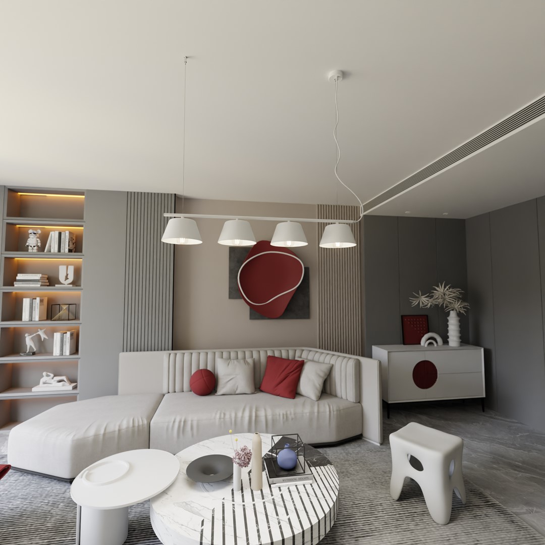 Gelato 100cm Hvid loftslampe Fra Emibig Lighting - Det enkle, men elegante design passer ind i moderne interi&oslash;r og giver en f&oslash;lelse af lethed og harmoni.