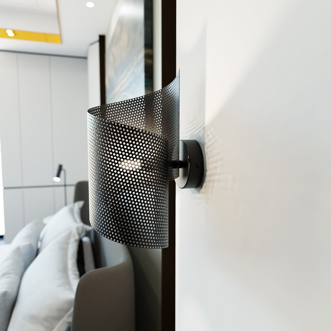 Spiral 30cm Sort væglampe Fra Emibig Lighting - Spiral &ndash; Fremstillet i metalnet, som giver den et utraditionelt og stilrent indtryk.