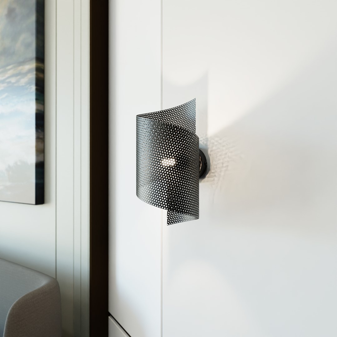 Spiral 30cm Sort væglampe Fra Emibig Lighting - Spiral &ndash; Fremstillet i metalnet, som giver den et utraditionelt og stilrent indtryk.