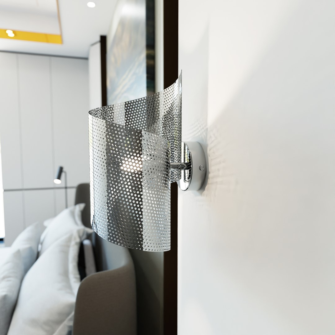 Spiral 30cm Chrom væglampe Fra Emibig Lighting - Spiral &ndash; Fremstillet i metalnet, som giver den et utraditionelt og stilrent indtryk.
