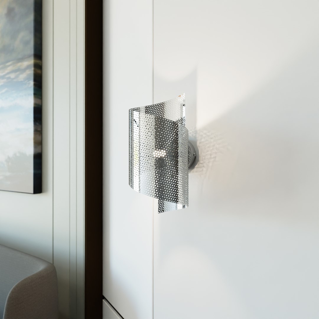 Spiral 30cm Chrom væglampe Fra Emibig Lighting - Spiral &ndash; Fremstillet i metalnet, som giver den et utraditionelt og stilrent indtryk.