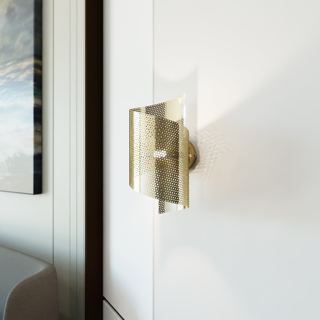 Spiral 30cm Guld væglampe Fra Emibig Lighting - Spiral &ndash; Fremstillet i metalnet, som giver den et utraditionelt og stilrent indtryk.