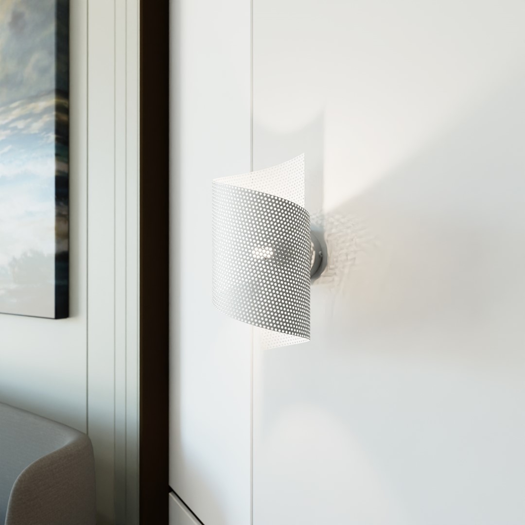 Spiral 30cm Hvid væglampe Fra Emibig Lighting - Spiral &ndash; Fremstillet i metalnet, som giver den et utraditionelt og stilrent indtryk.