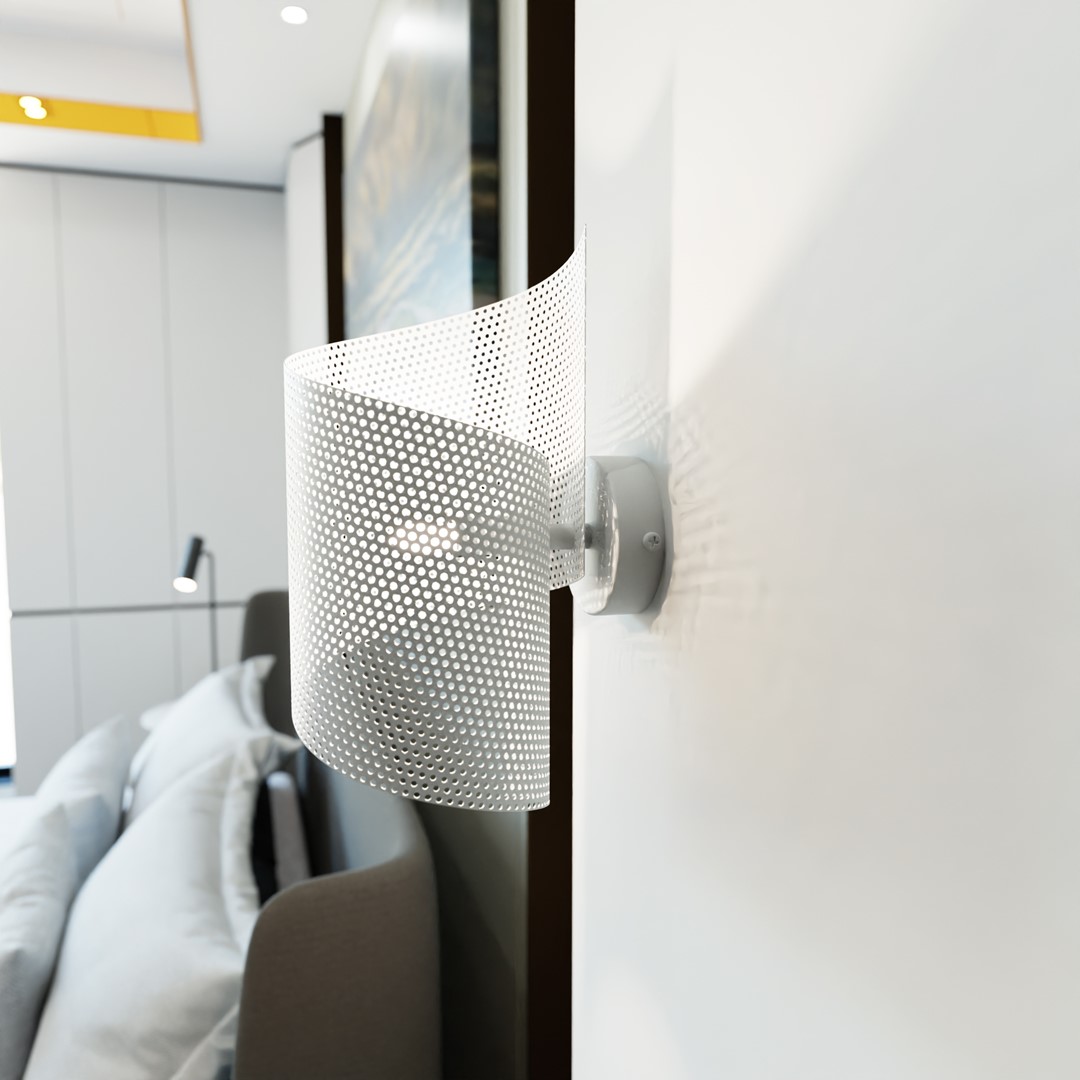 Spiral 30cm Hvid væglampe Fra Emibig Lighting - Spiral &ndash; Fremstillet i metalnet, som giver den et utraditionelt og stilrent indtryk.