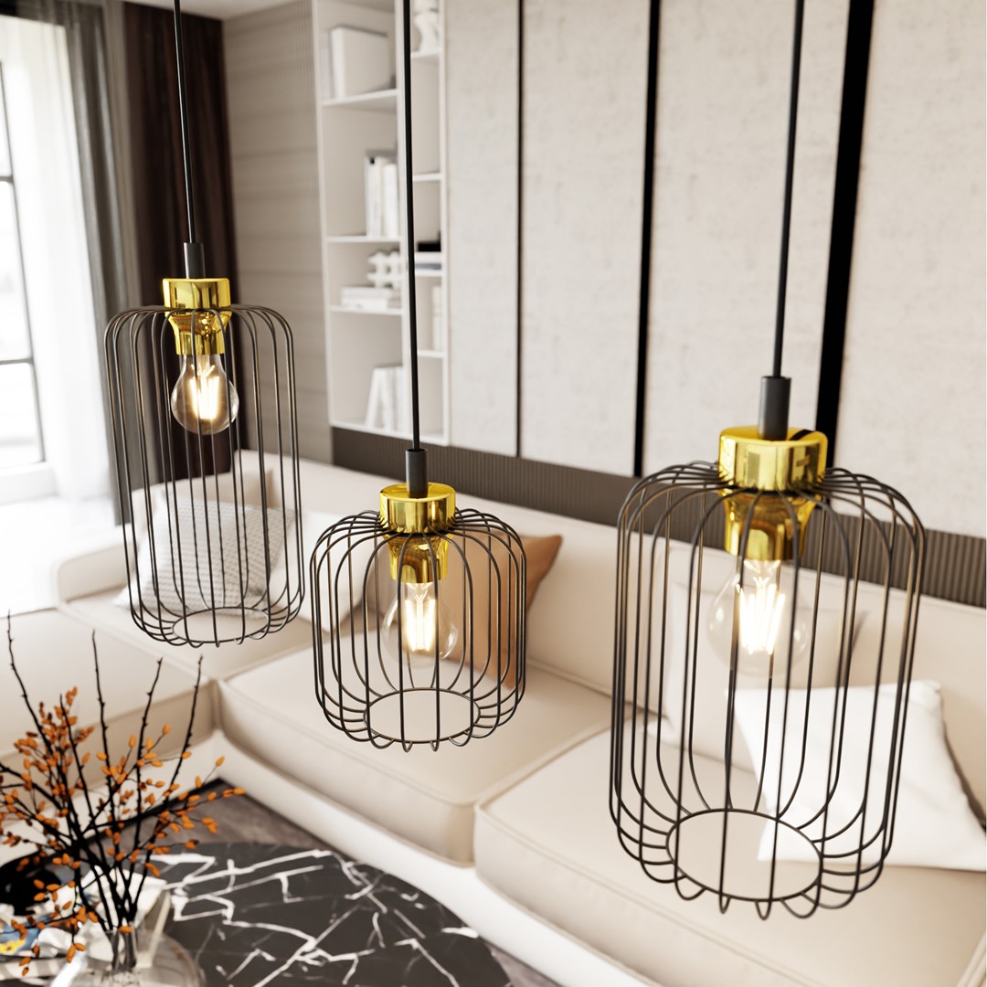 Vander 60cm Sort/Guld loftslampe Fra Emibig Lighting - Vander - en perfekt kombination af industrielt og elegant design.