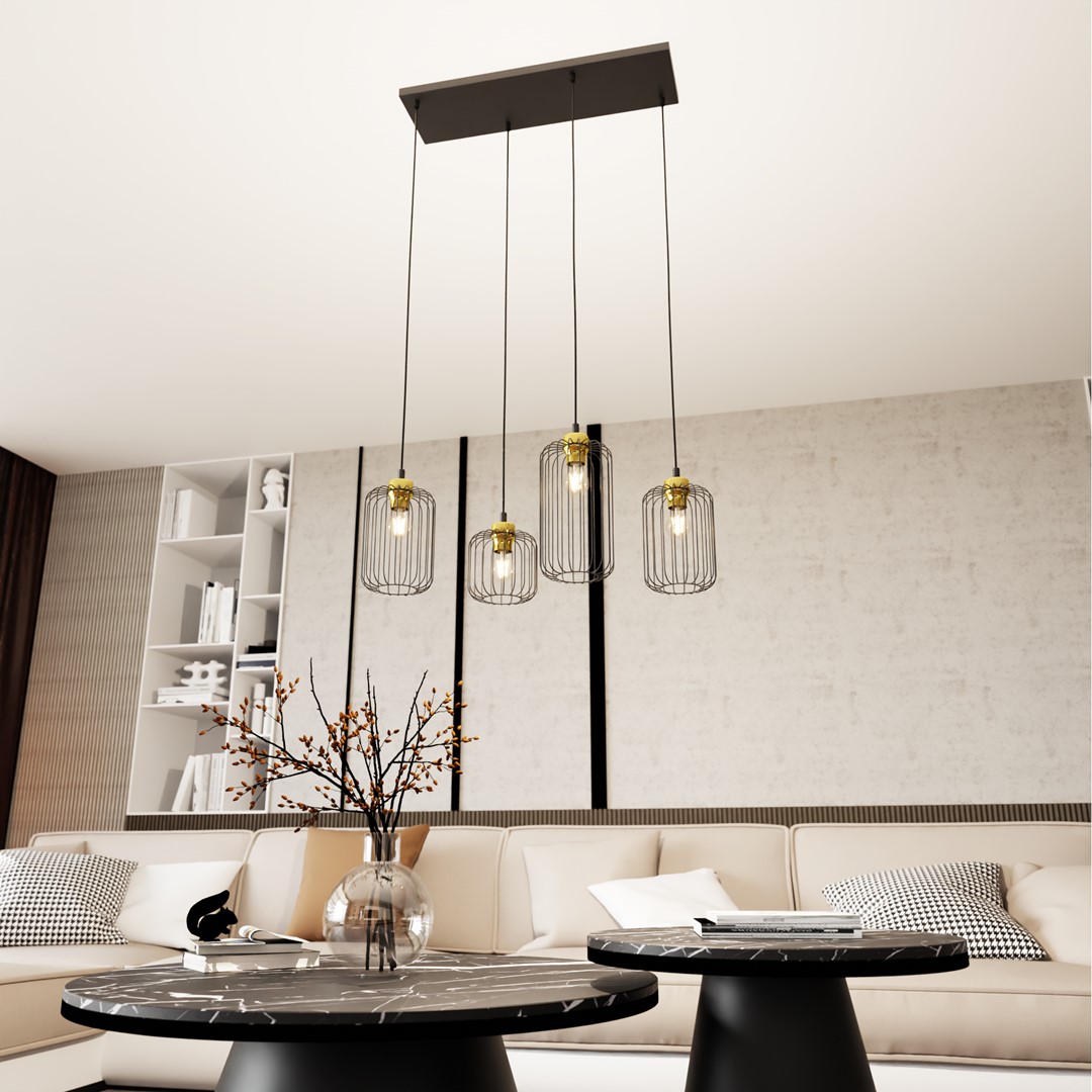 Vander 70cm Sort/Guld loftslampe Fra Emibig Lighting - Vander - en perfekt kombination af industrielt og elegant design.