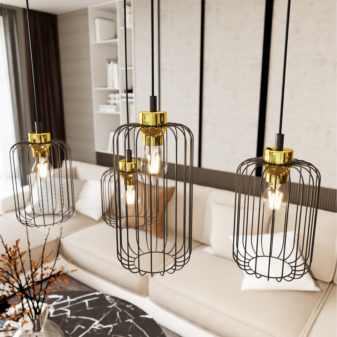 Vander 70cm Sort/Guld loftslampe Fra Emibig Lighting - Vander - en perfekt kombination af industrielt og elegant design.