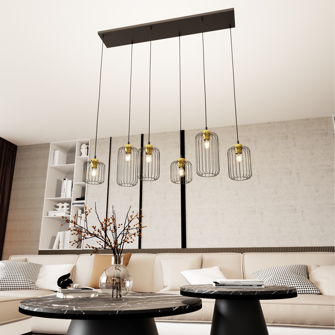 Vander 115cm Sort/Guld loftslampe Fra Emibig Lighting - Vander - en perfekt kombination af industrielt og elegant design.