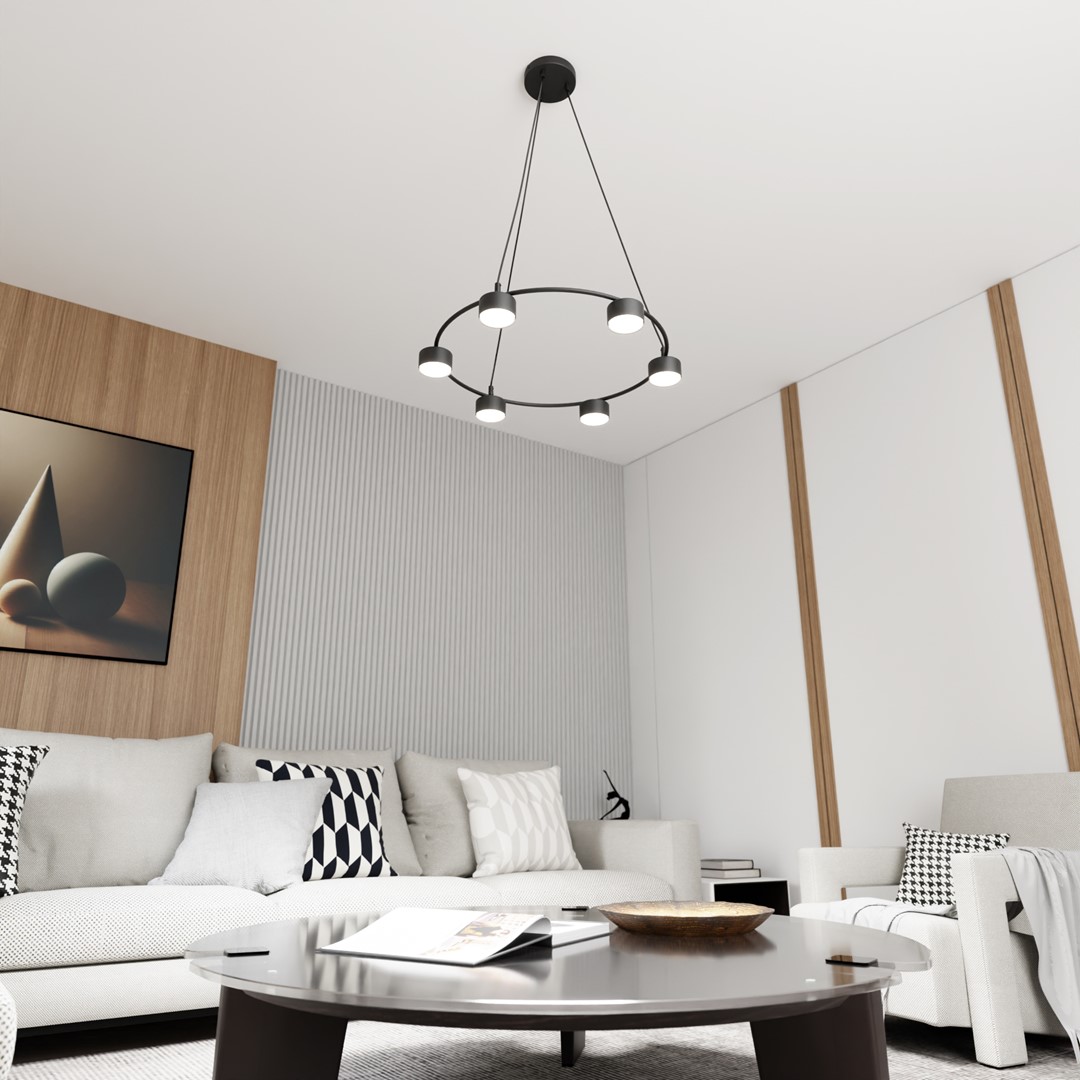 Starlit Ø64 Sort loftslampe Fra Emibig Lighting - Et minimalistisk vedhæng med et moderne design, der fascinerer med sin elegante cirkulære form.