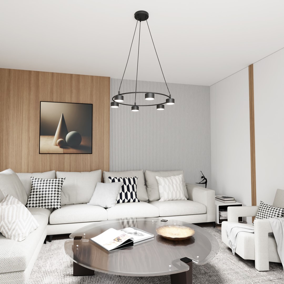 Starlit Ø64 Sort loftslampe Fra Emibig Lighting - Et minimalistisk vedhæng med et moderne design, der fascinerer med sin elegante cirkulære form.