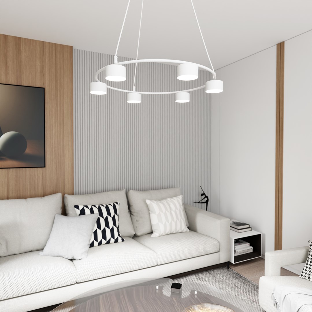 Starlit Ø64 Hvid loftslampe Fra Emibig Lighting - Et minimalistisk vedhæng med et moderne design, der fascinerer med sin elegante cirkulære form.