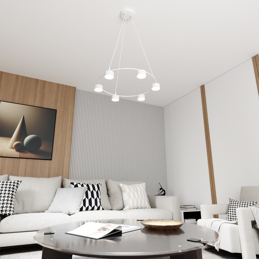 Starlit Ø64 Hvid loftslampe Fra Emibig Lighting - Et minimalistisk vedhæng med et moderne design, der fascinerer med sin elegante cirkulære form.