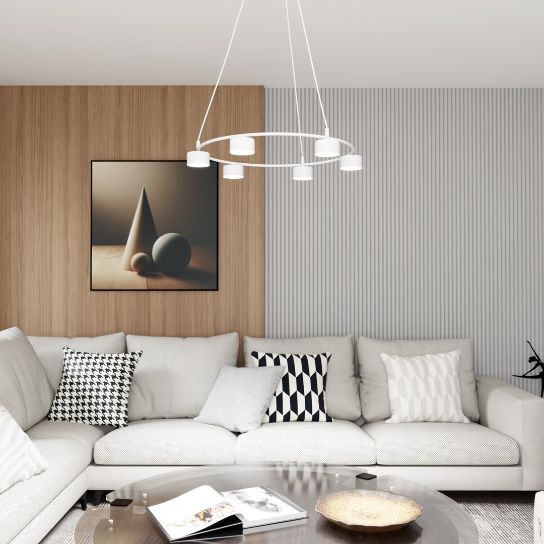Starlit Ø64 Hvid loftslampe Fra Emibig Lighting - Et minimalistisk vedhæng med et moderne design, der fascinerer med sin elegante cirkulære form.