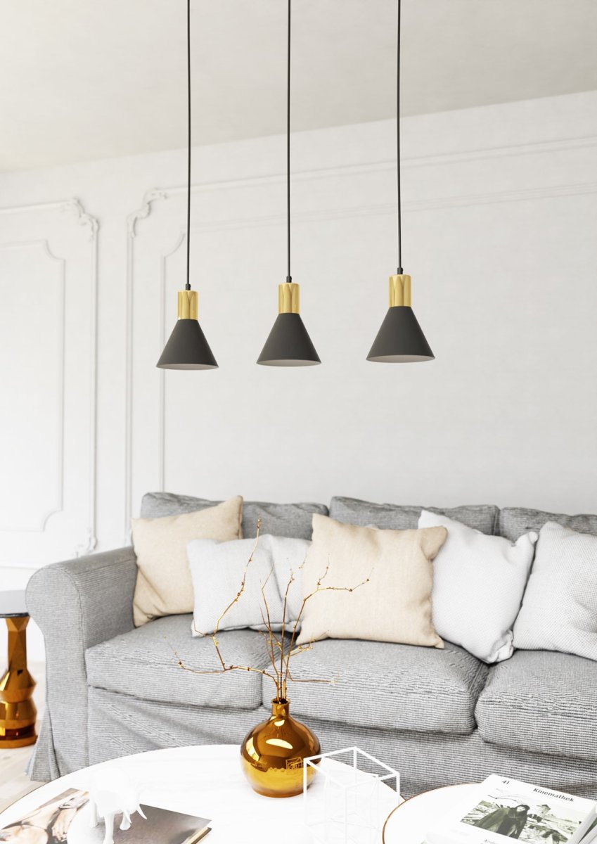 Rosa 60cm Sort loftslampe Fra Emibig Lighting - Perfekt til stuer, spisepladser eller k&oslash;kkener &ndash; Pink skaber en unik atmosf&aelig;re i rummet ved at kombinere metallets r&aring;hed med den subtile elegance af en gylden accent.