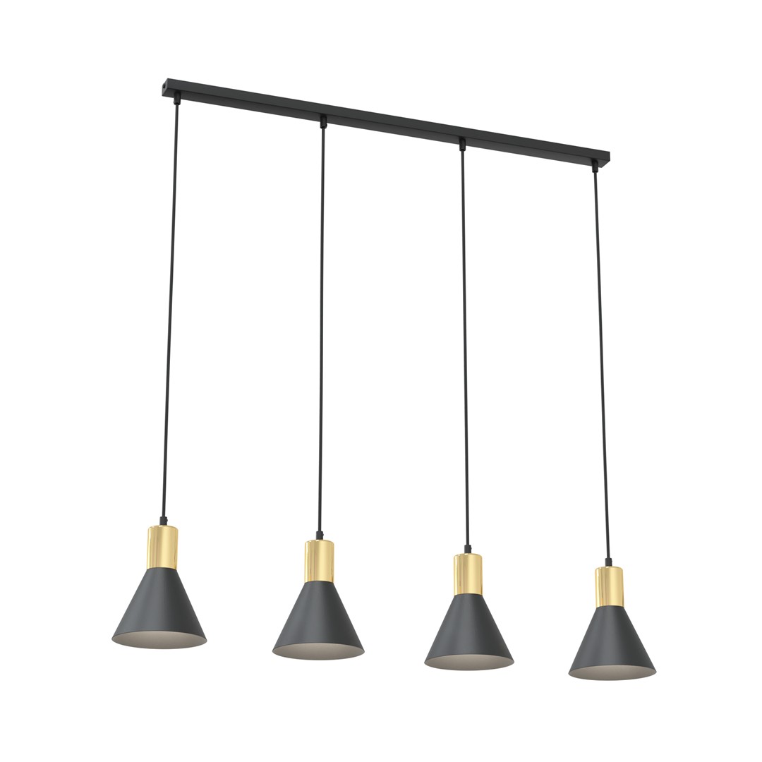 Rosa 90cm Sort loftslampe Fra Emibig Lighting - Perfekt til stuer, spisepladser eller k&oslash;kkener &ndash; Pink skaber en unik atmosf&aelig;re i rummet ved at kombinere metallets r&aring;hed med den subtile elegance af en gylden accent.