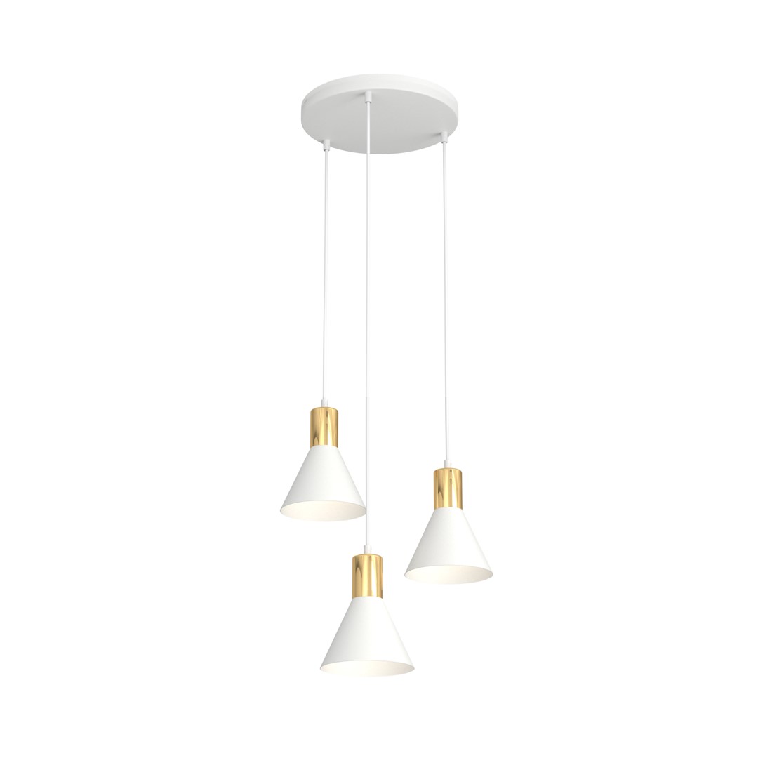 Rosa Ø30 Hvid loftslampe Fra Emibig Lighting - Perfekt til stuer, spisepladser eller k&oslash;kkener &ndash; Pink skaber en unik atmosf&aelig;re i rummet ved at kombinere metallets r&aring;hed med den subtile elegance af en gylden accent.