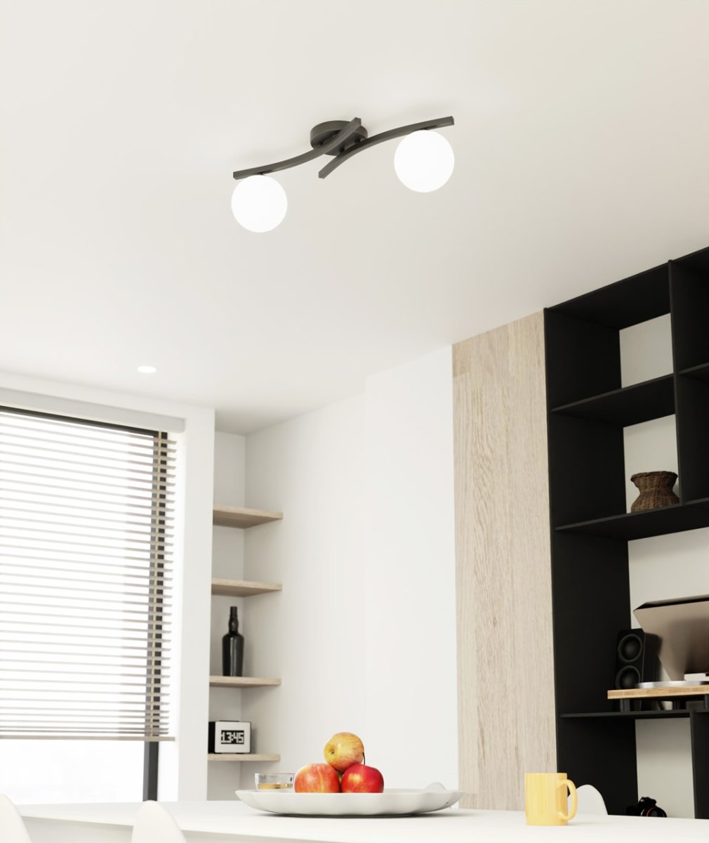 Opus 60cm Hvid plafond Fra Emibig Lighting - Den enkle form og opalglaskupler giver rummet en bl&oslash;dhed og lethed, mens lampen spreder et behageligt, diffust lys.