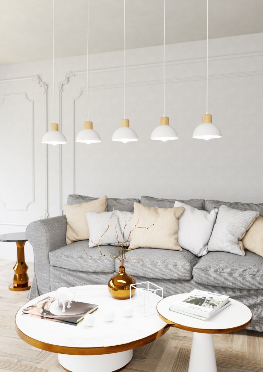 Seco 116cm Hvid loftslampe Fra Emibig Lighting - Perfekt til stuer, spisepladser eller k&oslash;kkener &ndash; Seco skaber harmoni og en hyggelig nordisk atmosf&aelig;re i rummet.