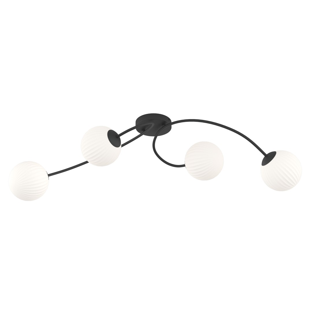 Vibra 110cm Hvid plafond Fra Emibig Lighting - De opalglaskupler spreder et bl&oslash;dt og diffust lys, der tilf&oslash;jer lethed og en moderne f&oslash;lelse til rummet.