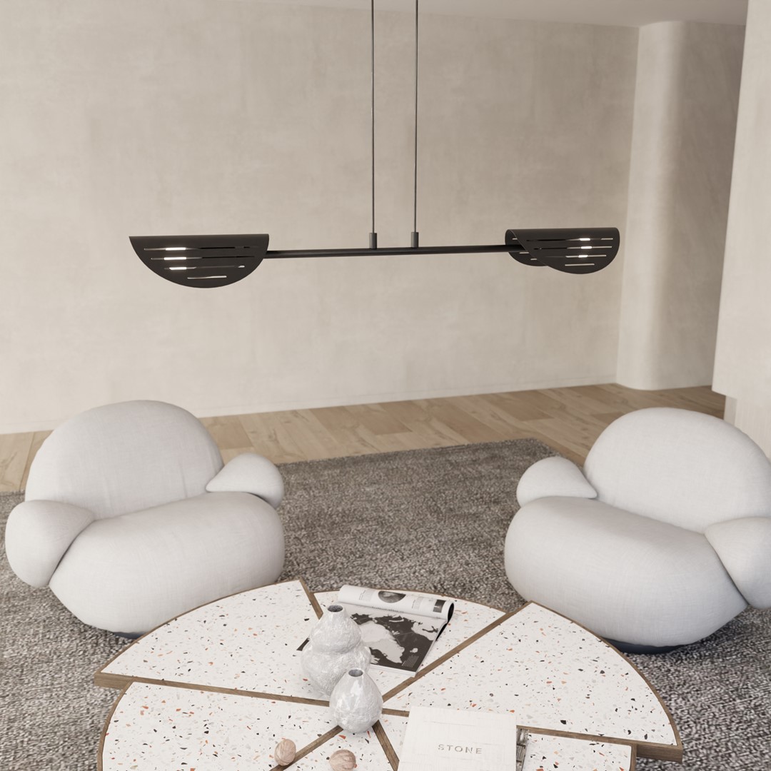 Saber 104cm Sort loftslampe Fra Emibig Lighting - Den minimalistiske form og omhyggeligt designede detaljer g&oslash;r den til en perfekt tilf&oslash;jelse til et moderne interi&oslash;r.