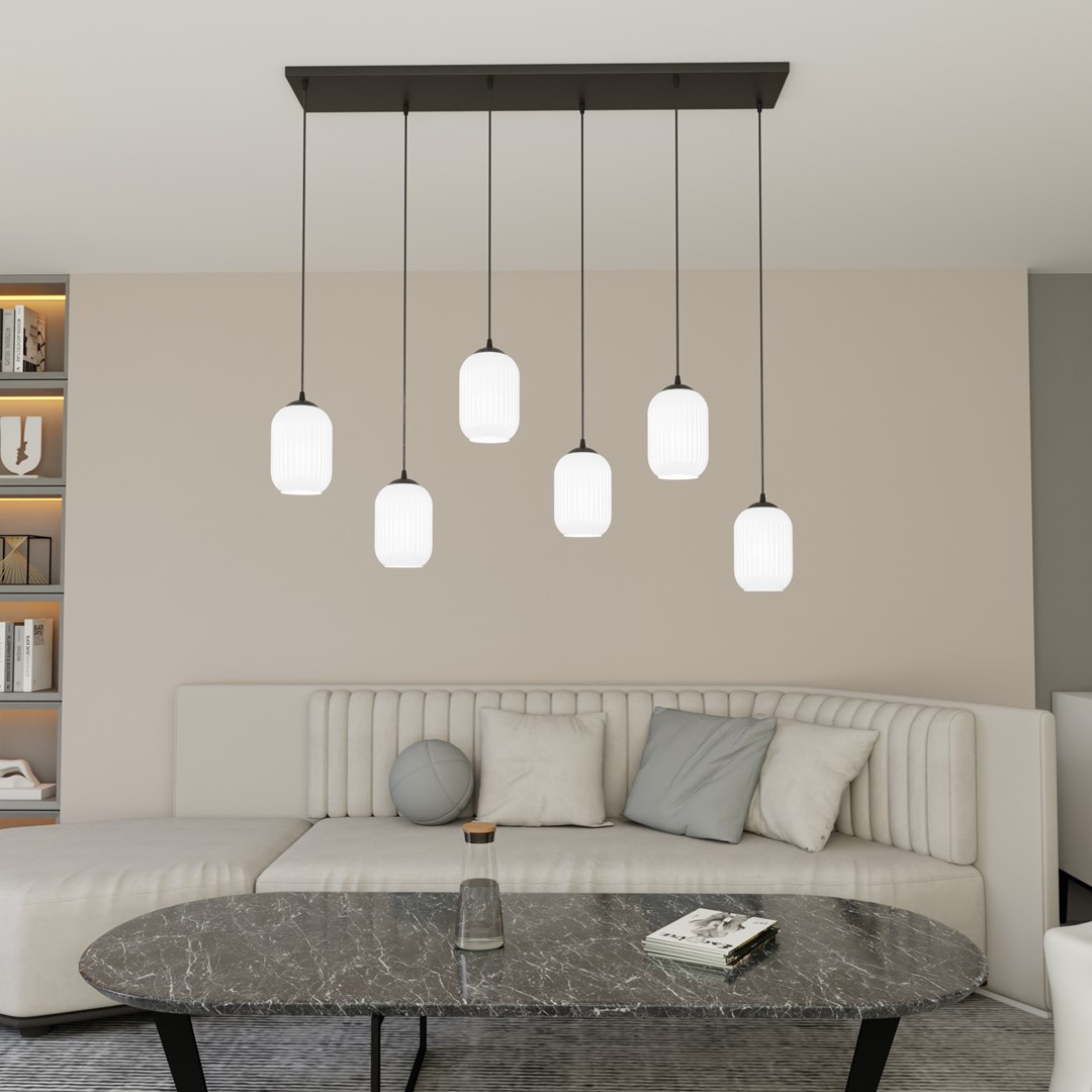 Verdi 115cm Hvid loftslampe Fra Emibig Lighting - Den originale form giver rummet karakter og skaber en personlig stil med et hyggeligt pr&aelig;g.