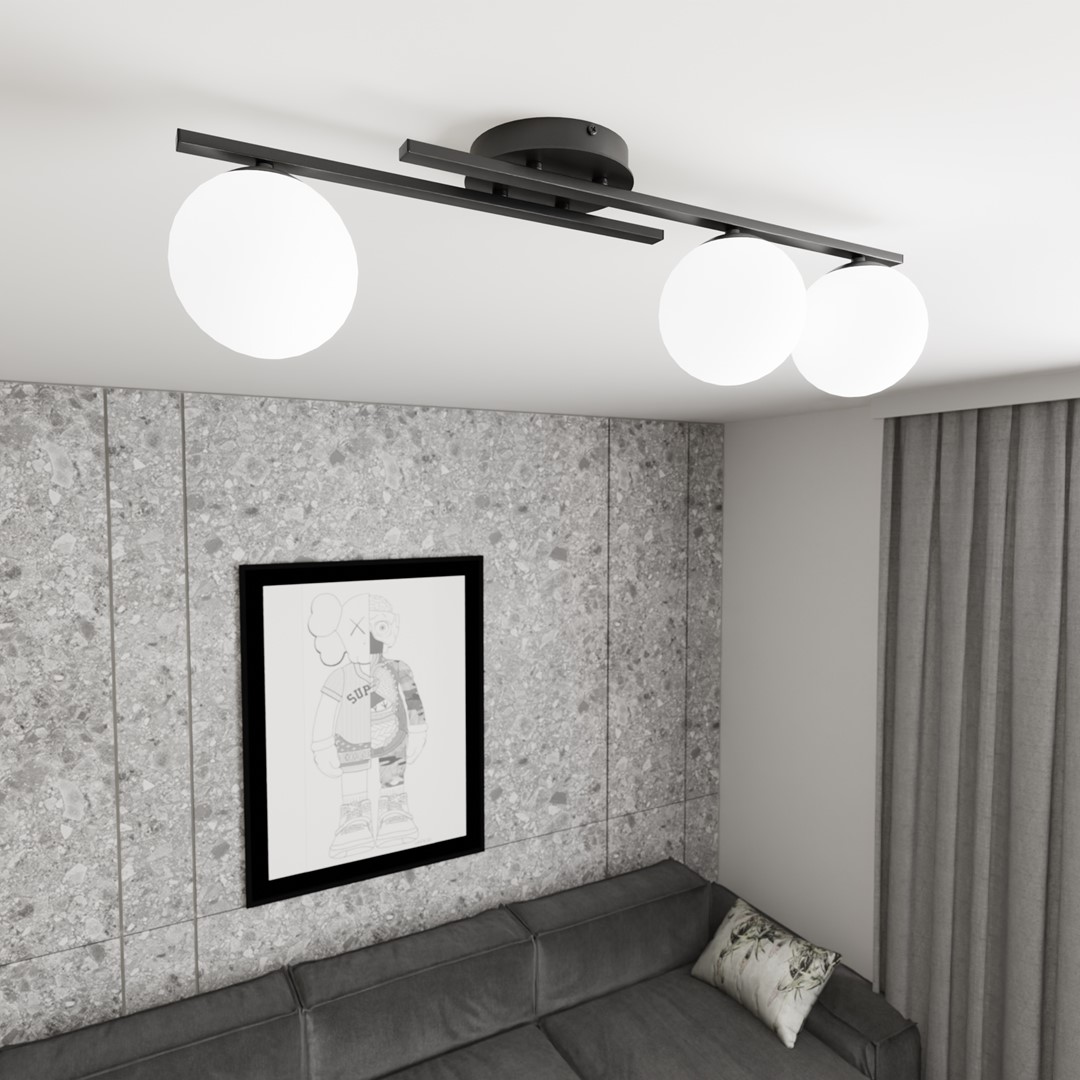 Kairo 74cm Sort og hvid plafond Fra Emibig Lighting - Det minimalistiske design passer perfekt ind i ethvert hjem og stil.