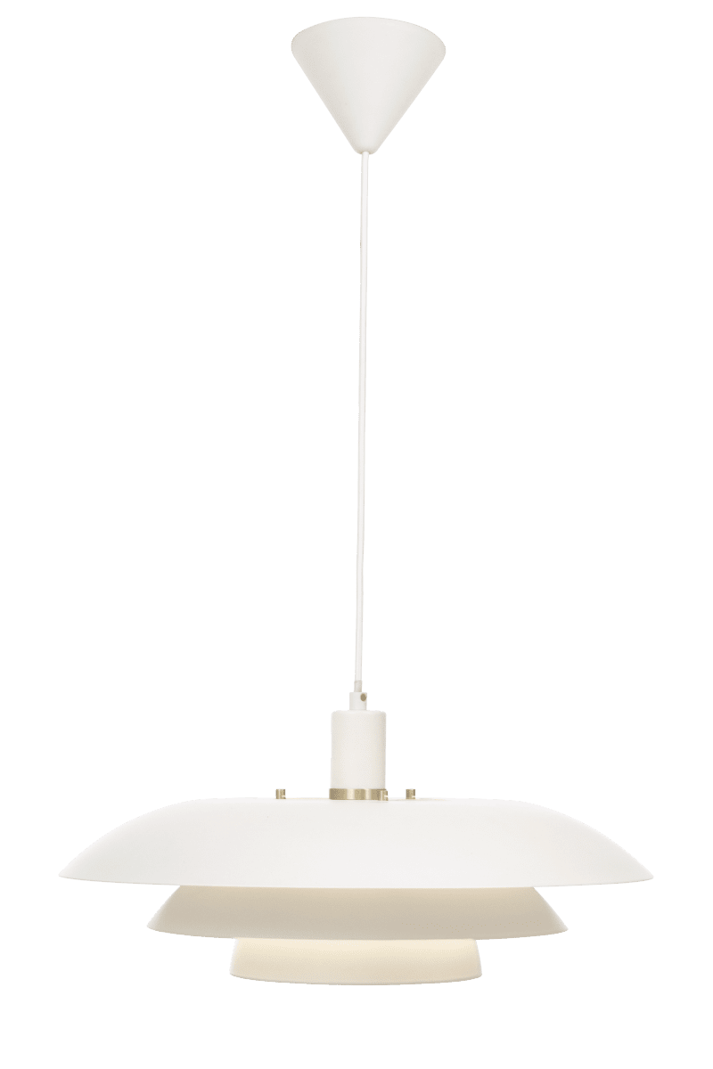 Epsilon 1 Ø45 Hvid loftslampe Fra Aneta Lighting - Udskiftelige detaljer i krom og mat messing medf&oslash;lger efter eget valg.