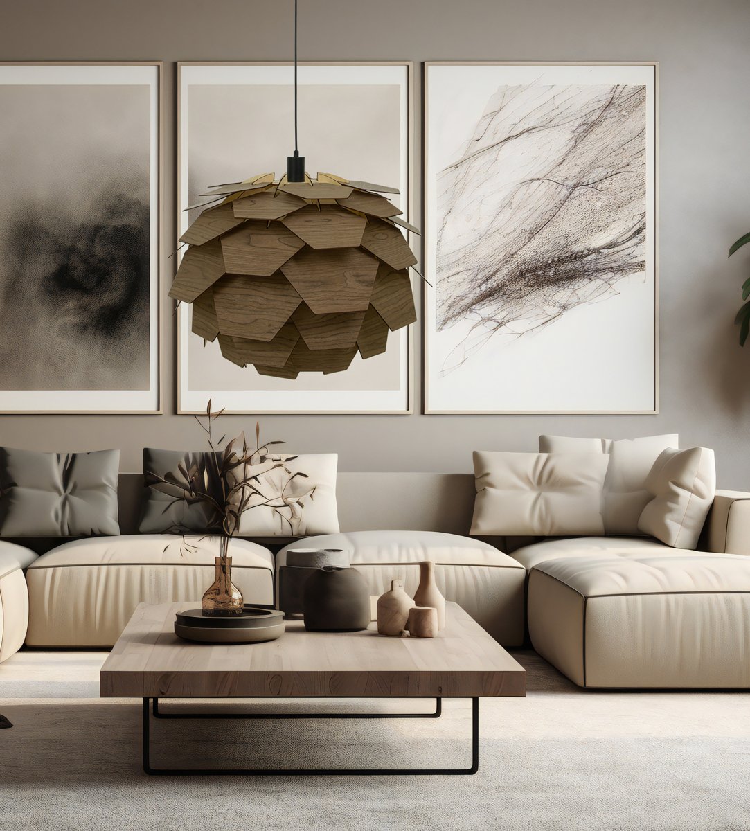 Carpatica Ø60 Brun plet loftslampe Fra Aneta Lighting - Smuk Carpatica loftslampe, med flere lag trælameller med brunbejdset finer, har et design, der minder om en rund kegle.