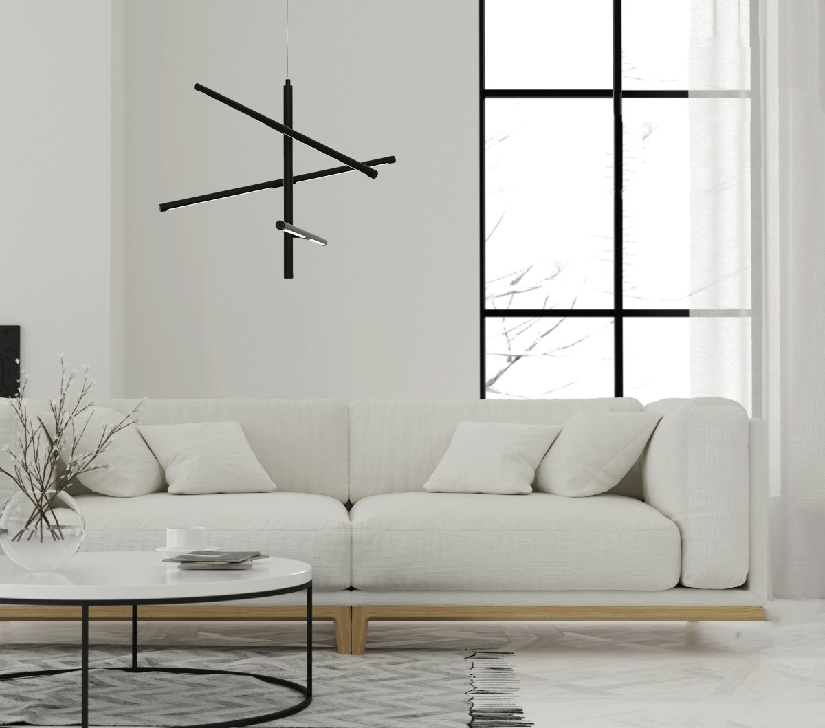 Stecco Ø60 Sort loftslampe Fra Aneta Lighting - Armene kan vinkles i flere retninger, hvilket skaber en god spredning af lyset.