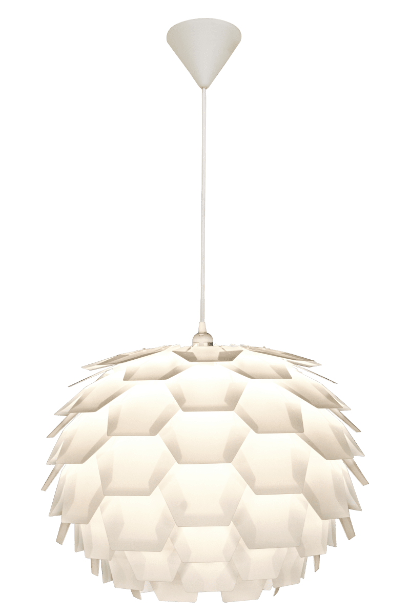 Carpatica Ø60 Hvid loftslampe Fra Aneta Lighting - Loftskålen er i hvid plast til krogophæng og med klemrække.