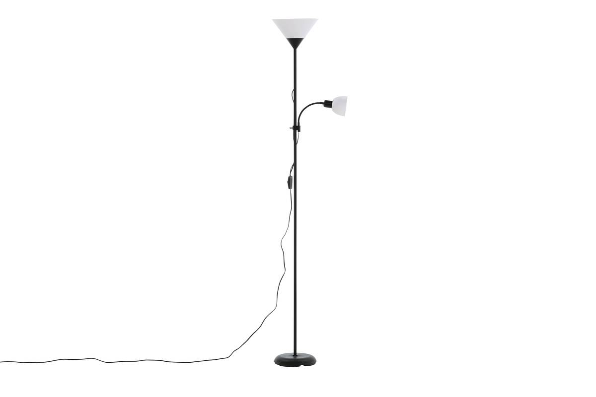Bagasi Sort gulvlampe Fra Venture Design - Bagasi er en h&oslash;j gulvlampe med fleksibel arm i et tidl&oslash;st og moderne design.