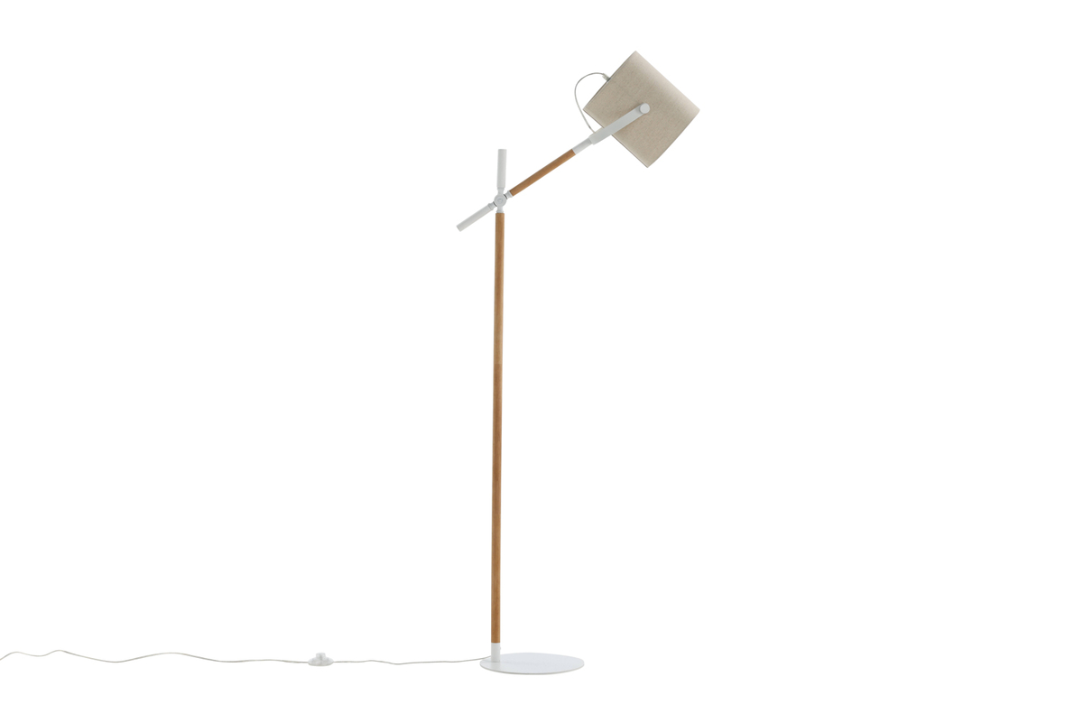 Dennis Hvid/træ gulvlampe Fra Venture Design - 