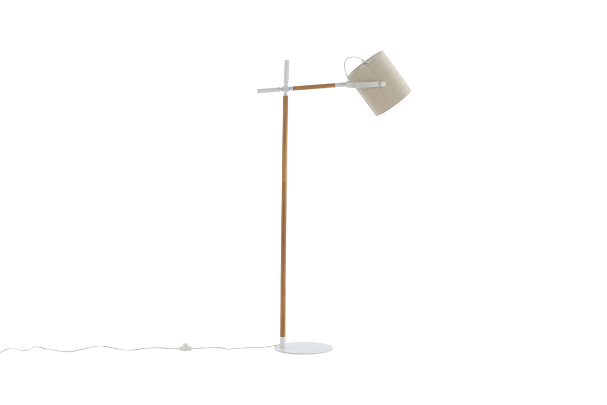 Dennis Hvid/træ gulvlampe Fra Venture Design - 