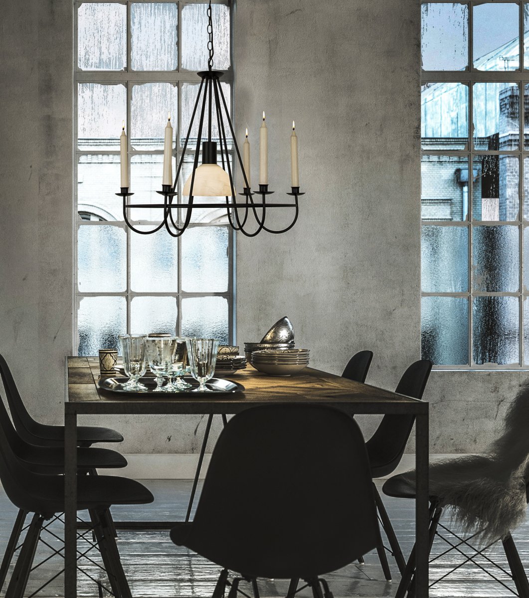 Kronoberg Ø60 Sort loftslampe Fra Aneta Lighting - Kronoberg er en hyggelig loftslysekrone i sortlakeret metal med 6 holdere til lysekroner.