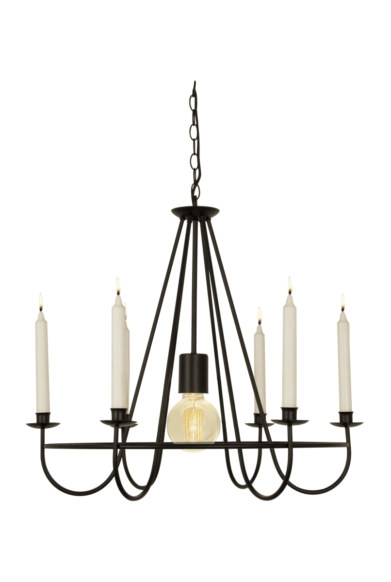 Kronoberg Ø60 Sort loftslampe Fra Aneta Lighting - Kronoberg er en hyggelig loftslysekrone i sortlakeret metal med 6 holdere til lysekroner.