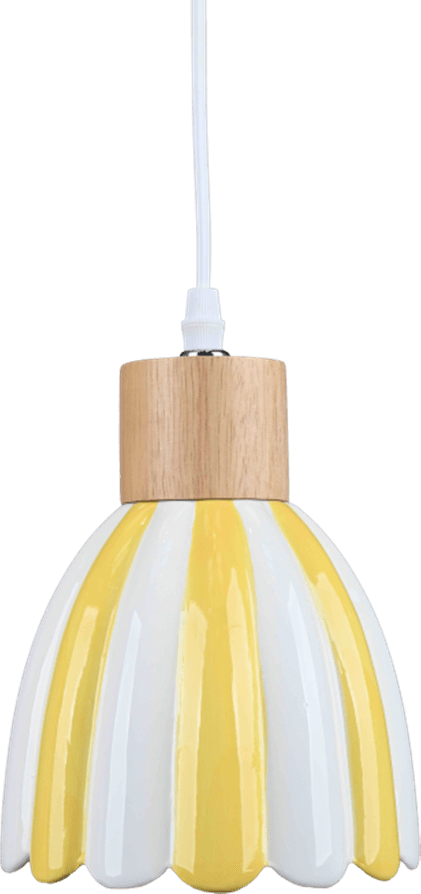 Poppy Ø15 Gul/hvid vindueslampe Fra Pixie Design - Poppy er en charmerende vindueslampe i keramik med en bl&oslash;dt afrundet form og dekorative tr&aelig;detaljer, der tilf&oslash;jer et naturligt pr&aelig;g.