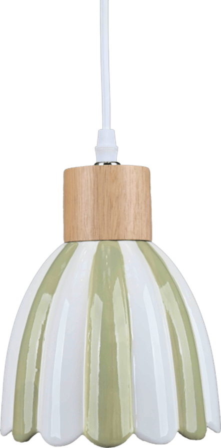 Poppy Ø15 Grøn/hvid vindueslampe Fra Pixie Design - Poppy er en charmerende keramisk vindueslampe med en bl&oslash;dt afrundet form og dekorative tr&aelig;detaljer, der giver et naturligt pr&aelig;g.