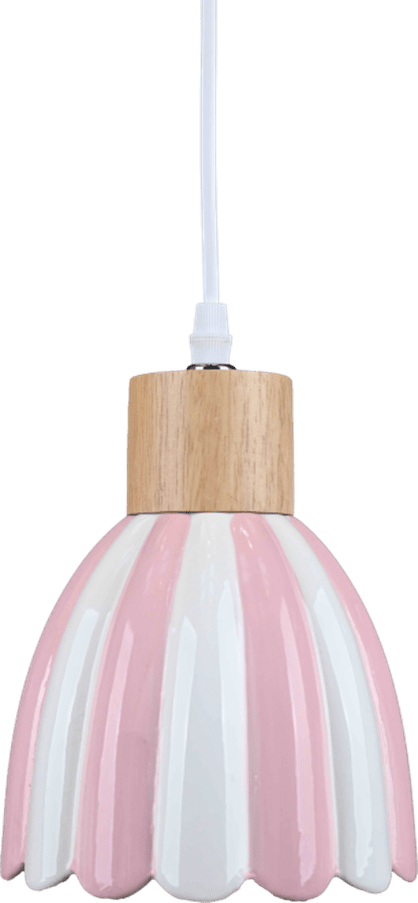 Poppy Ø15 Lyserød/hvid vindueslampe Fra Pixie Design - Poppy er en charmerende vindueslampe i keramik med en bl&oslash;dt afrundet form og dekorative tr&aelig;detaljer, der giver et naturligt pr&aelig;g.