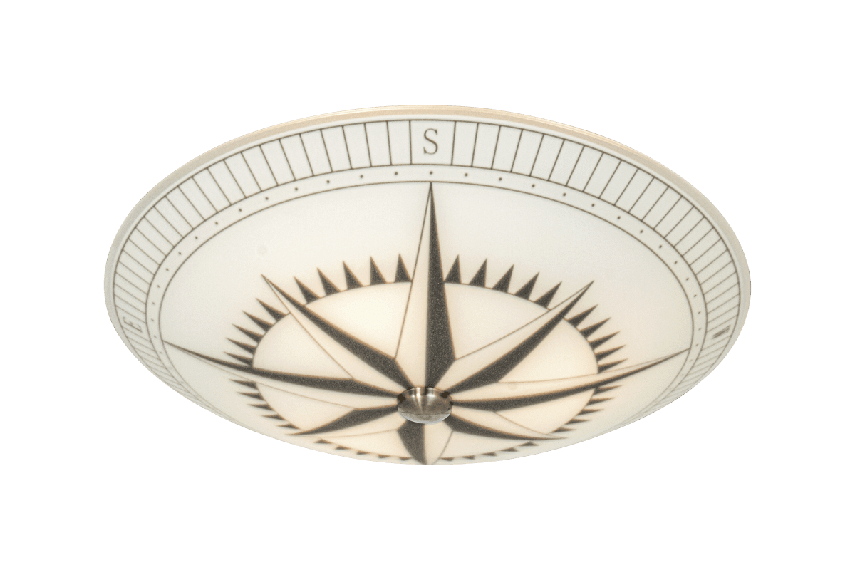 Kompass Ø42 Hvid plafond Fra Aneta Lighting - Kompasloft med let skalformet mønstret glas og detaljer i metal.
