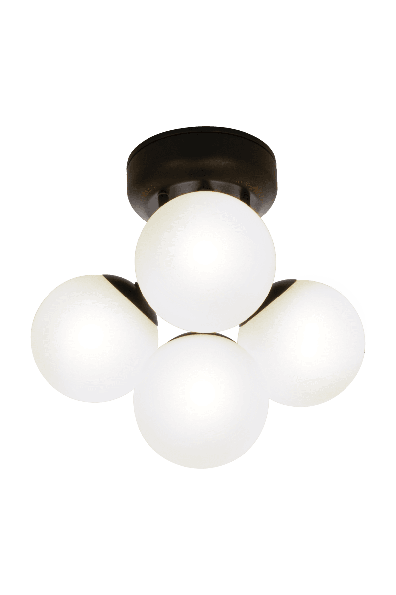 Nicosia Ø26 Sort badeværelseslampe Fra Aneta Lighting - Nicosia loftslampe sort med opalhvide glober.