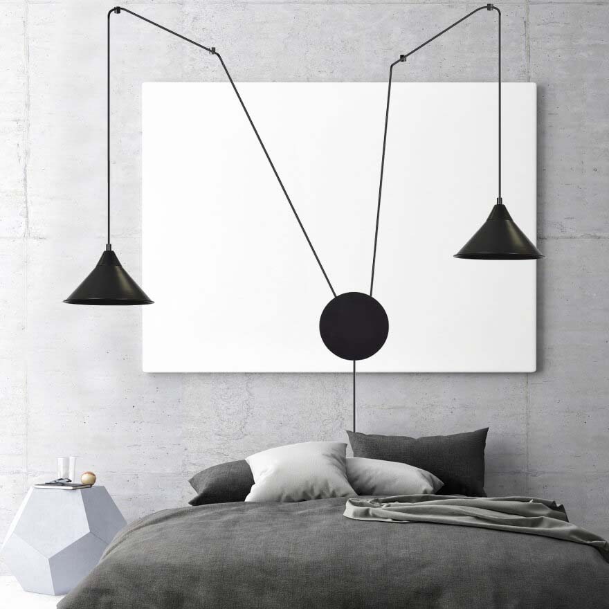 Abramo 40cm Sort loftslampe Fra Emibig Lighting - Med mulighed for vægmontering og en lang ledning giver Abramo mange muligheder for forskellige arrangementer.