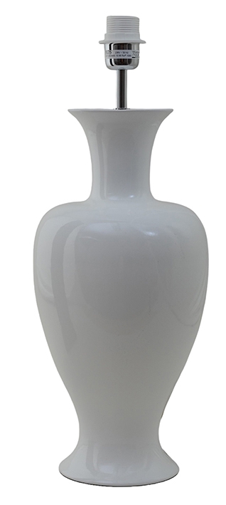 Mindy 50cm Vit lampefod Fra Hallbergs - Denna eleganta lampfot i keramik har en mjuk, klassisk form och blank vit finish som ger ett varmt och stilrent uttryck.