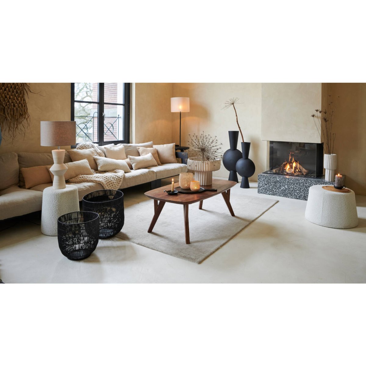 Ayla 60cm Cremet hvid lampefod Fra Light & Living - 