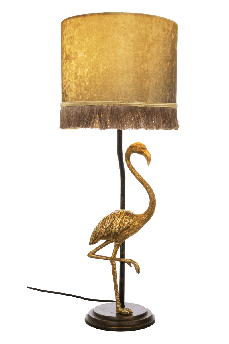 Flamingo 67cm Sort guld bordlampe Fra Aneta Lighting - Flamingo bordlampe med lampefod i guldfarvet metal med en dekorativ guldfarvet flamingo.