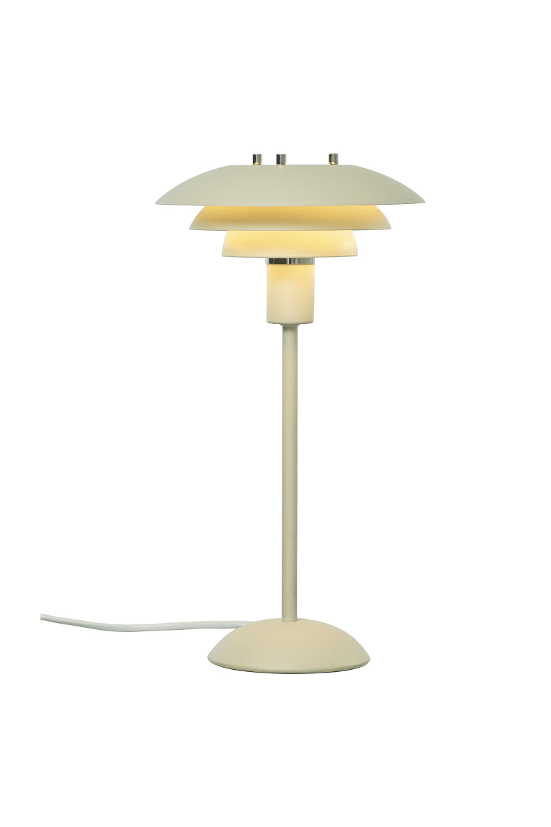 Epsilon 37cm Beige bordlampe Fra Aneta Lighting - Detaljer i krom og mat messing medfølger, syning; du kan selv vælge, hvilken der passer bedst ind i dit hjem.