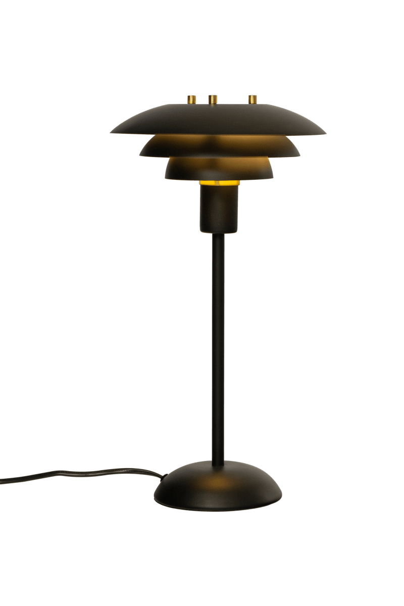 Epsilon 37cm Sort bordlampe Fra Aneta Lighting - Detaljer i krom og mat messing medfølger, syning; du kan selv vælge, hvilken der passer bedst ind i dit hjem.